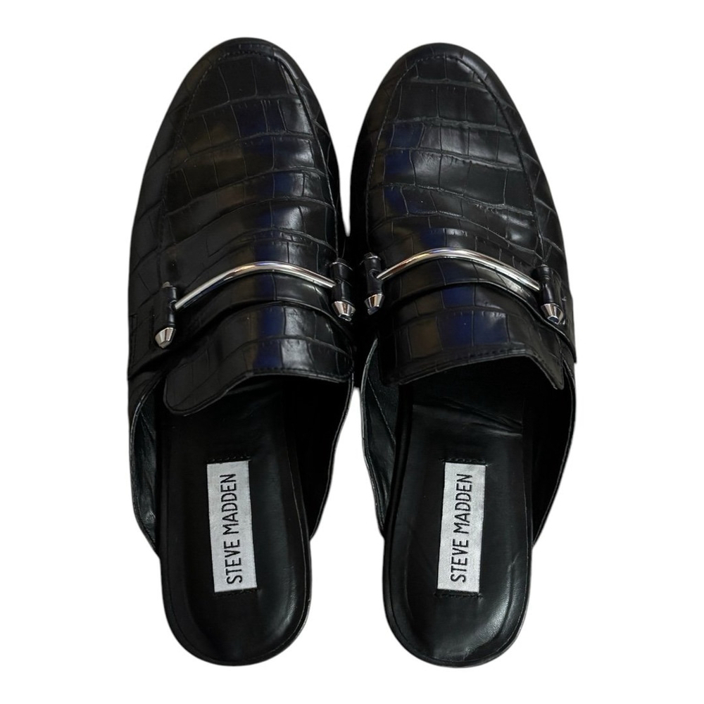 Steve Madden- Black Slip On Loafer With Buckle Size 8